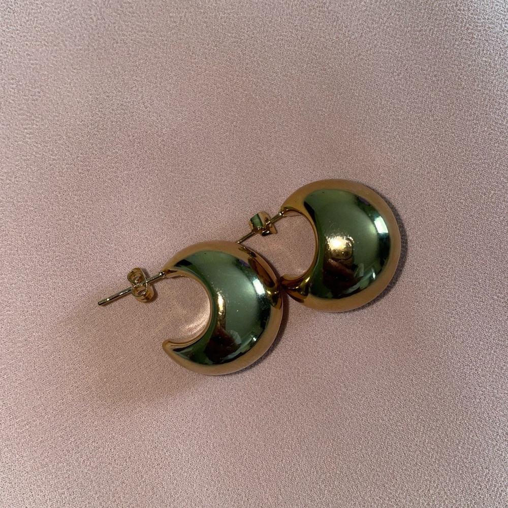 Gold Chunky Dome Hoop Earrings